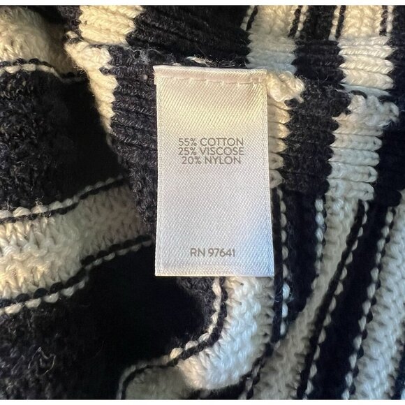 J Jill Womens Sweater 4X Black And White Striped Sweater Lightweight Nautical - Picture 3 of 8